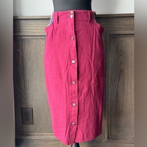 Capacity Vintage 90s  Cottagecore Button-Front Pencil Skirt in Rich Red plaid M